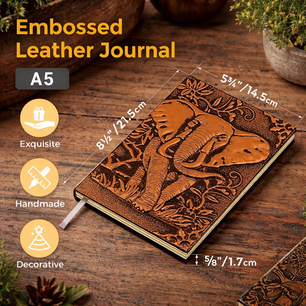 Premium 3D Royal Elephant A5 Embossed Journal